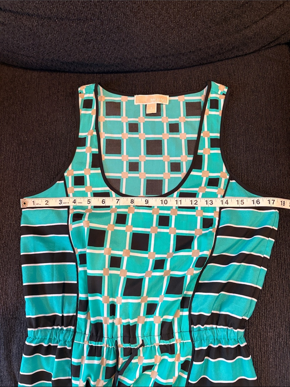 MICHAEL Michael Kors Teal and Black Geometric Print Maxi Dress - Picture 10 of 13